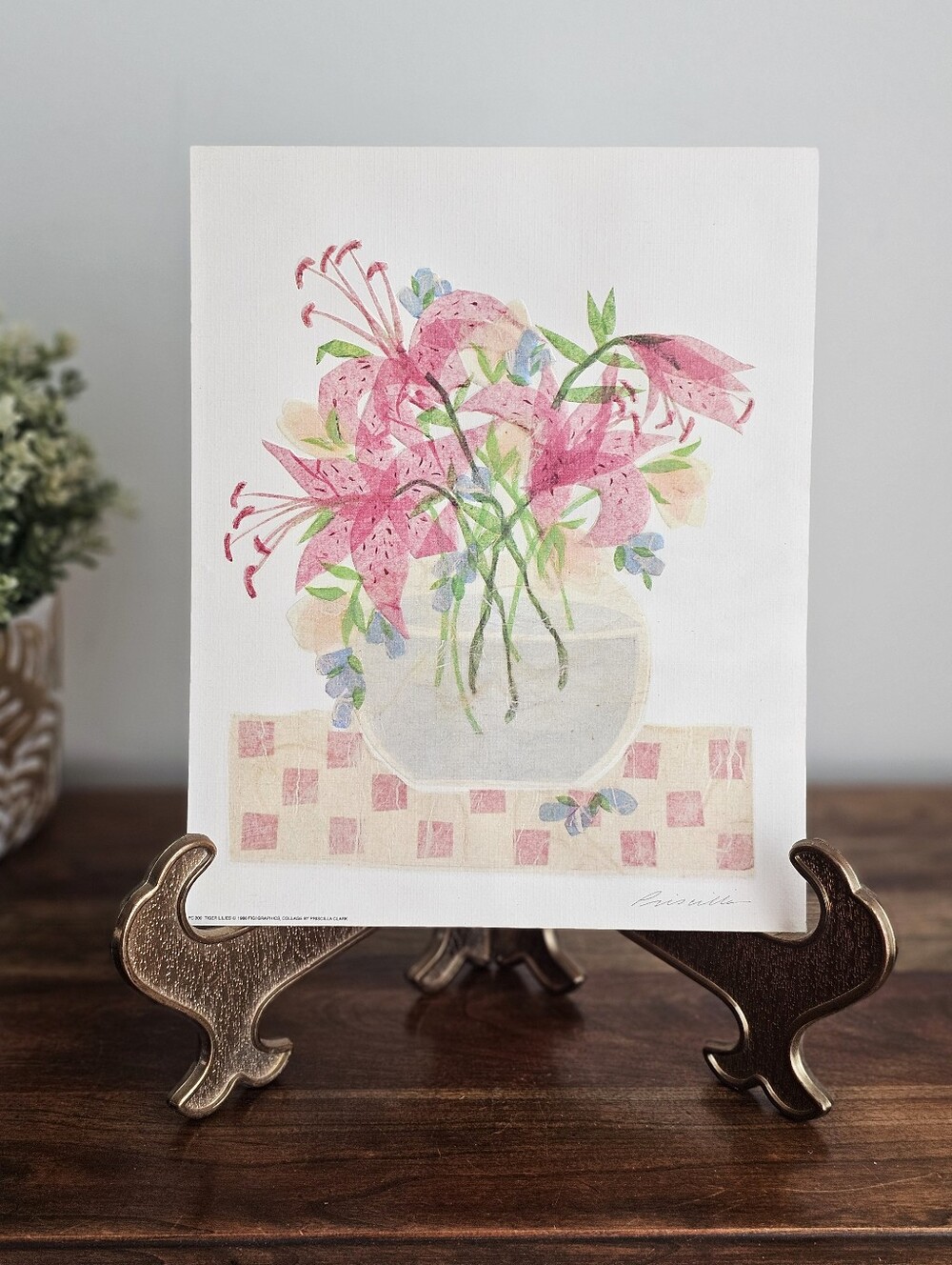 Figi Graphics Tiger Lilies Priscilla Clark 1986 Vintage Floral Fabric Art